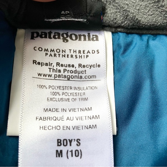 Patagonia Boys Insulated Snowshot Pants Ash Tan Size 10 Waterproof Snow - Picture 11 of 14